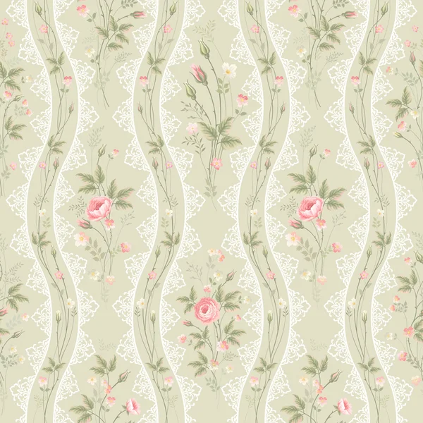 Seamless floral pattern with lace — Stock Vector