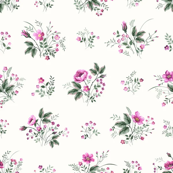 Patrón Floral Sin Costuras Con Ramo Rosas — Vector de stock