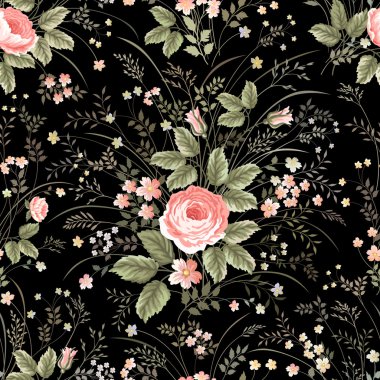 Gül desenli kusursuz çiçek deseni