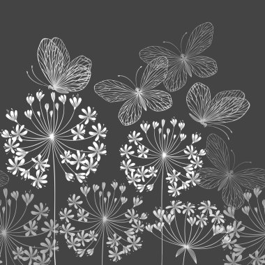 Çiçek sınır kelebekler ile