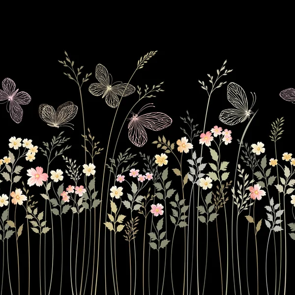 Çiçek sınır kelebekler ile