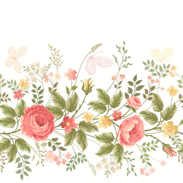 Borde floral sin costuras — Archivo Imágenes Vectoriales