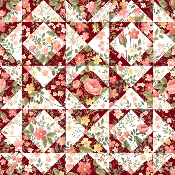 Patchwork padrão floral — Vetor de Stock