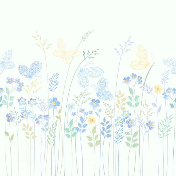 Bordure florale sans couture — Image vectorielle