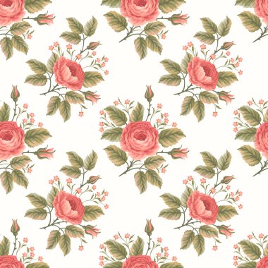 Gül desenli kusursuz çiçek deseni