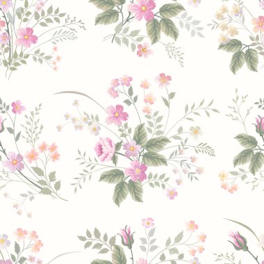 Çayırlık çiçeklerle kusursuz desen