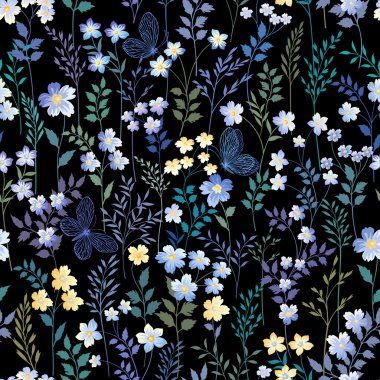 Çayırlık çiçeklerle kusursuz desen