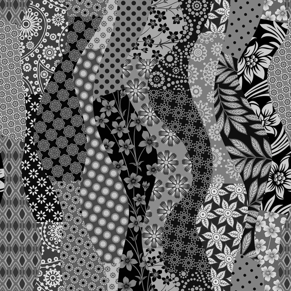 Patchwork monocromo sin costuras — Vector de stock