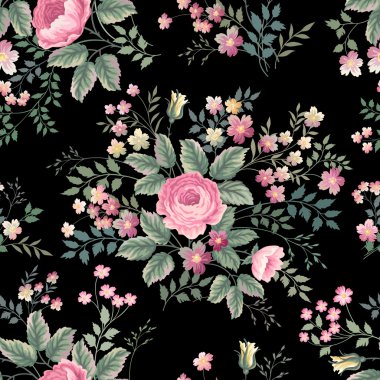 Gül buketli kusursuz çiçek deseni