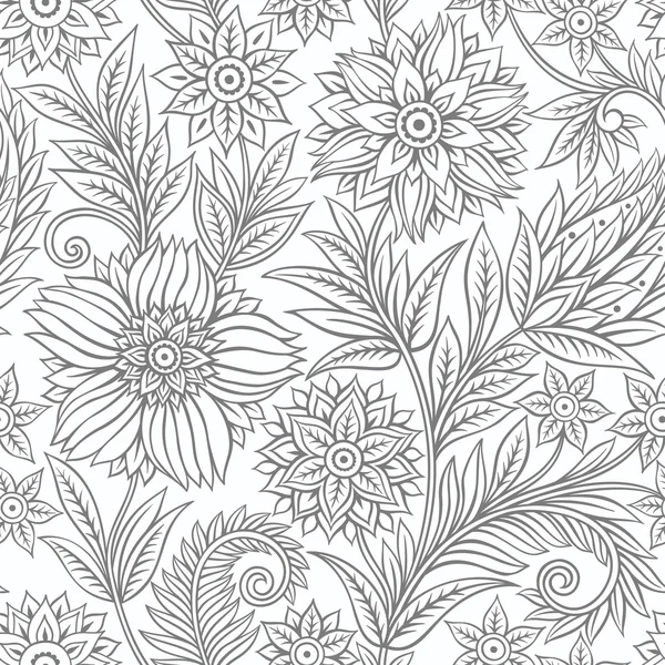 Nahtloses Blumenmuster mit Paisley-Elementen — Stockvektor