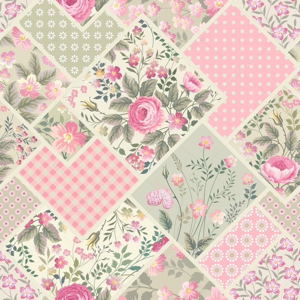 seamless floral patchwork pattern
