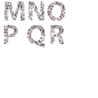 Eski yapılan alfabesinin harfleri yüz dolar beyaz arka plan üzerinde izole stil