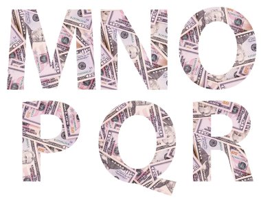 50 dolar beyaz arka plan üzerinde izole yapılmış alfabesi harfleri