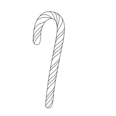 Yeni yıl lolipopu, boyama, logo, baskı, siyah ve beyaz için çizilmiş,,