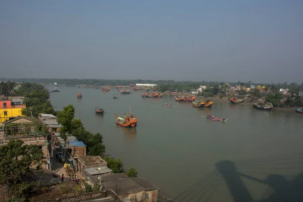 Enero 2021 Namkhana Bengala Occidental India Coloridos Barcos Pesca Madera — Foto de Stock