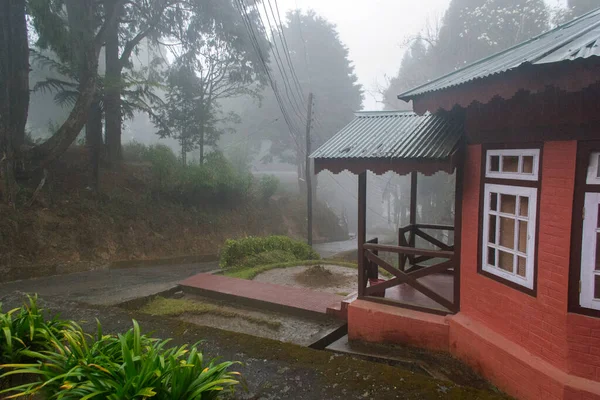 Matin Brumeux Brumeux Dans Les Chalets Département Des Forêts Bengale — Photo