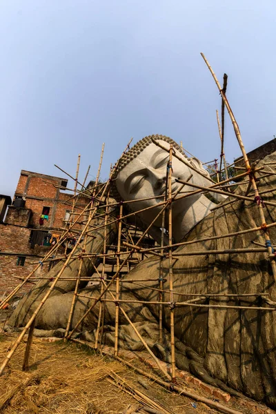 Février 2021 Kolkata Bengale Occidental Inde Faire Grande Statue Bouddha — Photo