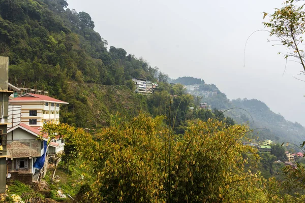 Belle Gangtok Capitale Sikkim Inde Avec Des Montagnes Vertes Arrière — Photo
