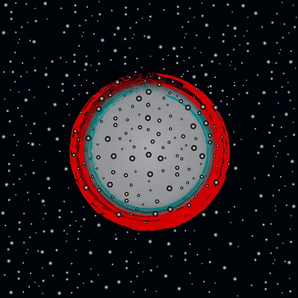 Planète cosmique avec les météorites pluie — Image vectorielle