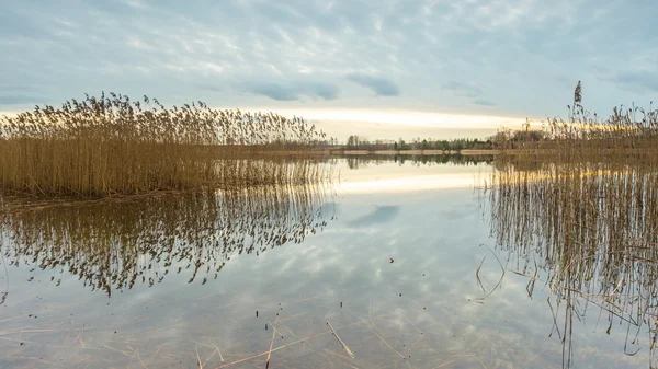 Beautiful sunset over calm lake — Stock Photo, Image