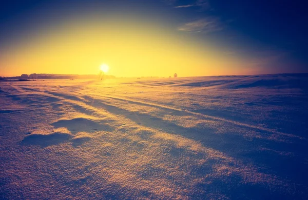 Vintage krajobraz zimowy pola — Zdjęcie stockowe