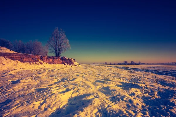 Vintage landscape of winter field — Stock Photo, Image