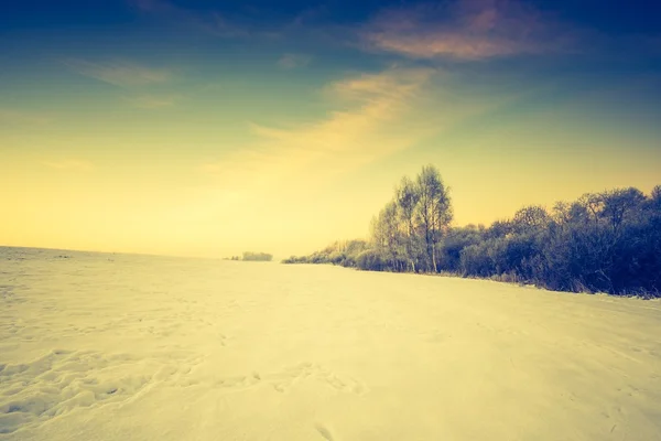 Paisagem vintage de campo de inverno — Fotografia de Stock