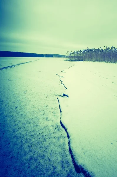 Foto vintage de lago congelado — Fotografia de Stock