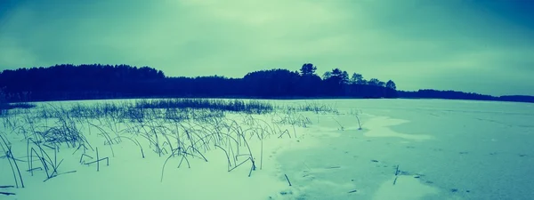 Вінтажне фото замороженого озера — стокове фото