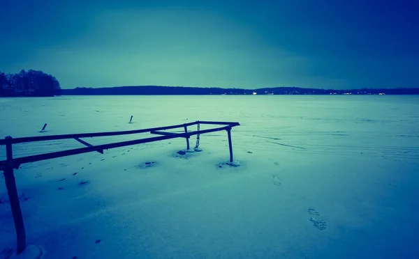 Donmuş gölün Vintage Fotoğraf — Stok fotoğraf