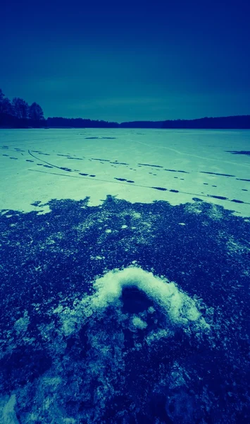 Donmuş gölün Vintage Fotoğraf — Stok fotoğraf