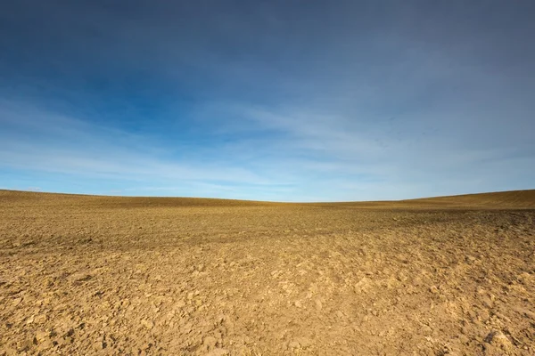 Early springtime plowed field landscape — Stock Photo, Image