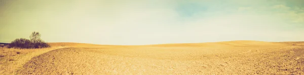 Vintage photo of plowed field landscape — Stock Photo, Image