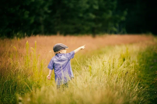Genç çocuk kırsal alanlarında oynamak