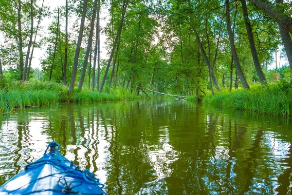 Kajakiem przez dziką rzeką w Polsce (rzeka Omulew) — Zdjęcie stockowe