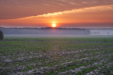 Günbatımı kırsal alanın üzerinde