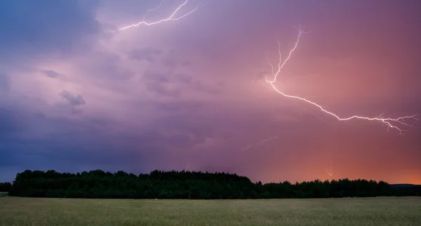Lightning over field — Stock Photo, Image