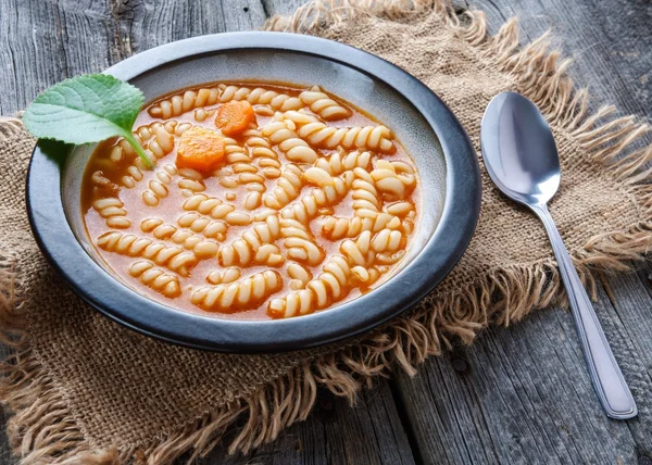 Tomato soup with pasta — Stock Photo, Image