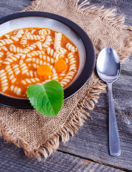 Tomato soup with pasta — Stock Photo, Image