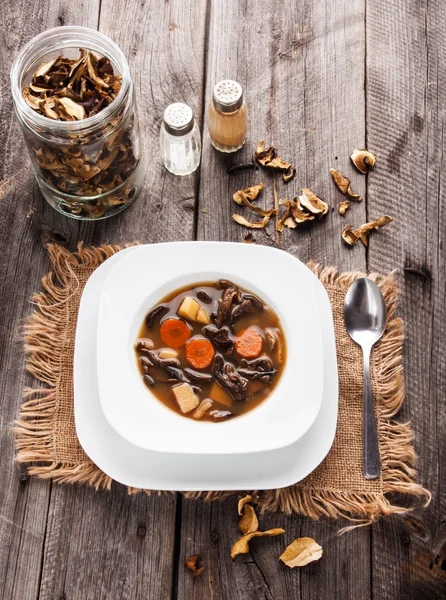 Dried mushroom soup — Stock Photo, Image