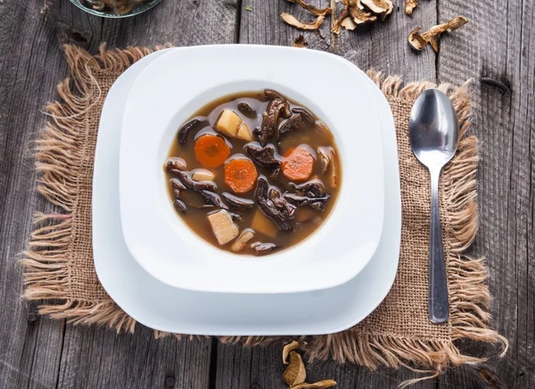 Dried mushroom soup — Stock Photo, Image