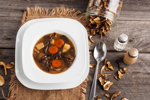 Dried mushroom soup — Stock Photo, Image