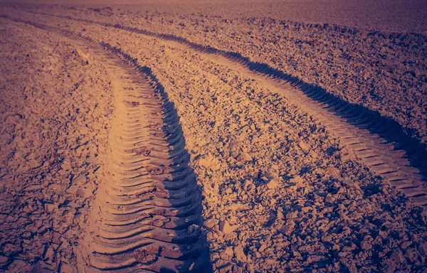 Vintage photo of plowed field landscape — Stock Photo, Image