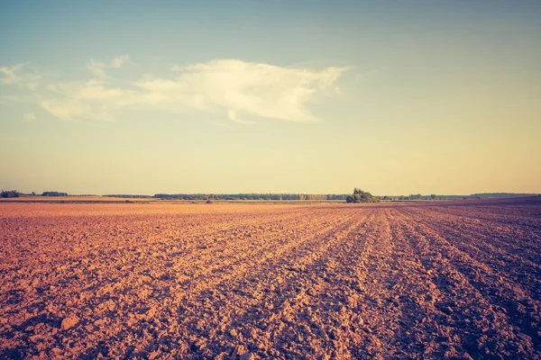 Vintage photo of plowed field landscape — Stock Photo, Image