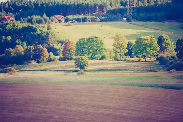 Vintage foto van geploegd veld — Stockfoto