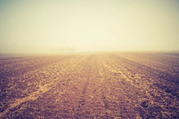 Vintage photo of plowed field — Stock Photo, Image