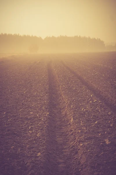 Vintage foto van geploegd veld — Stockfoto