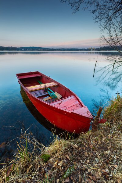 Lake landscape with boat