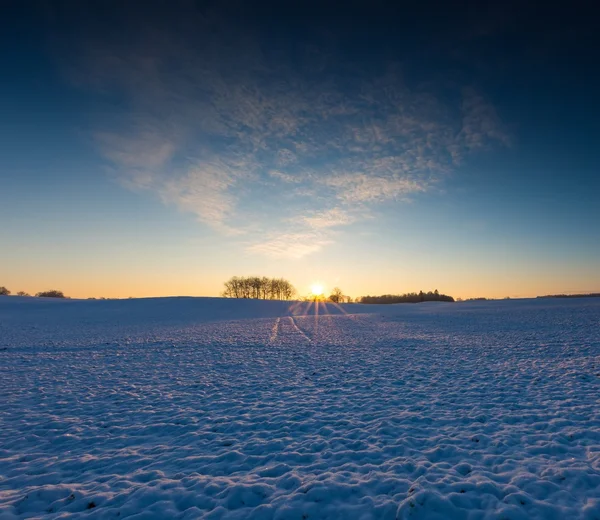 Piękny zimowy krajobraz pola. — Zdjęcie stockowe
