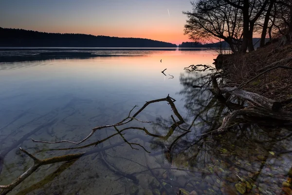 Mystic sunrise over lake — Stock Photo, Image